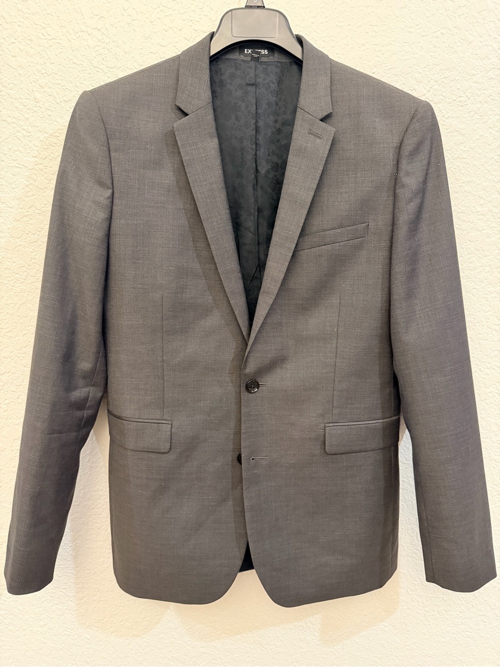 Express Men's Gray Notch Lapel Two-Button Sport Coat Slim Fit